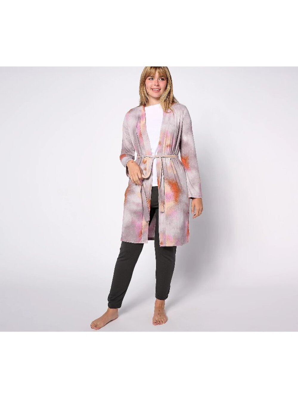 Bumblebella by Jill Martin Jersey Spa Robe Size 1X Dreamy Watercolor Cozy Lounge